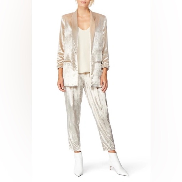 HABITUAL Champagne Natural Beige BlazerVelvet 3/4 Sleeve Jacket New NWT - Picture 6 of 13